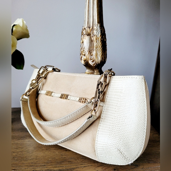 Hugo BOSS 100%Cowhide Embossed Leather Small/Mini Bag Lizard/Suede Neutral/Tan - Picture 5 of 16